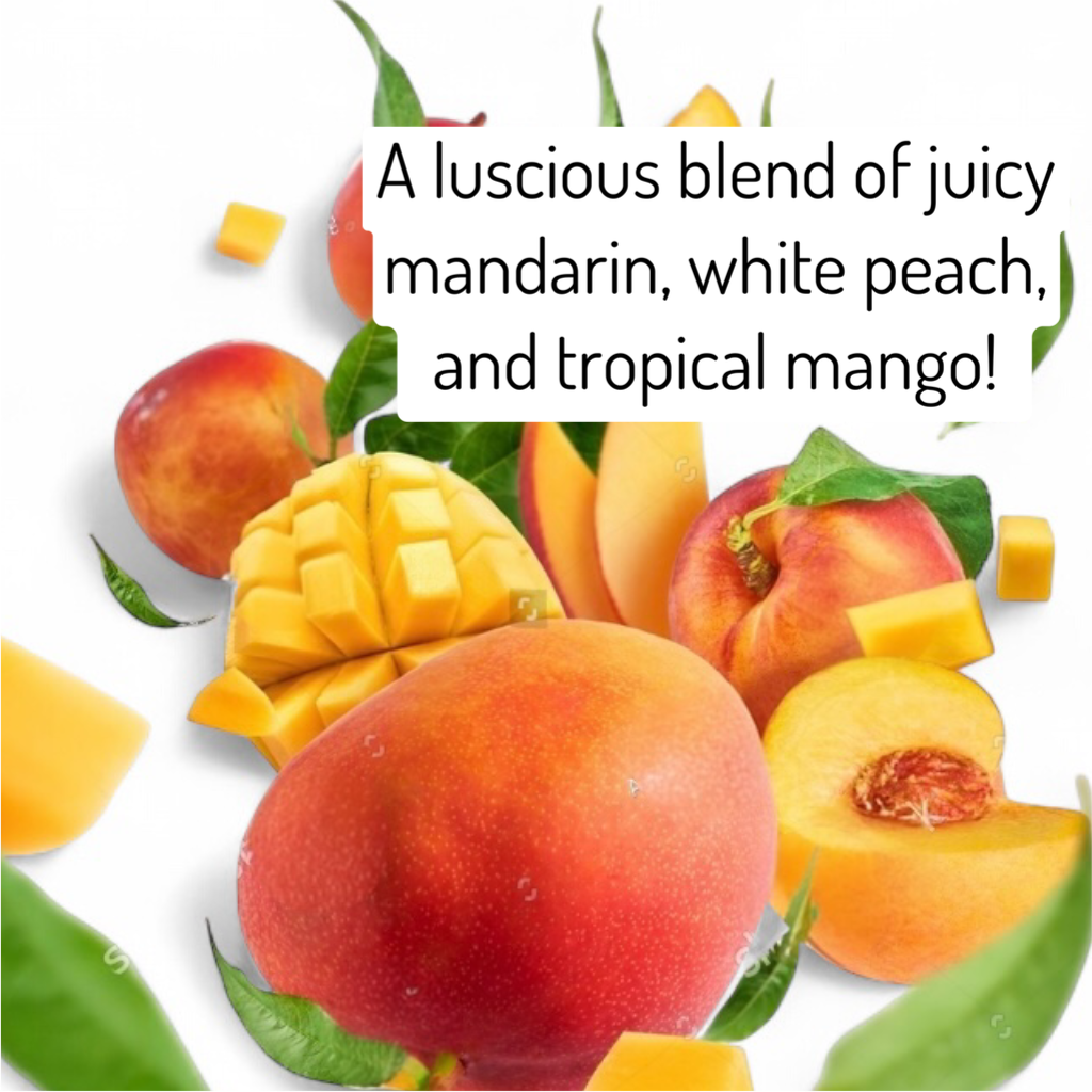 Calypso Sun Votive Candle scent despriton of calypso sun blean of mandarin, white peach, and mango.